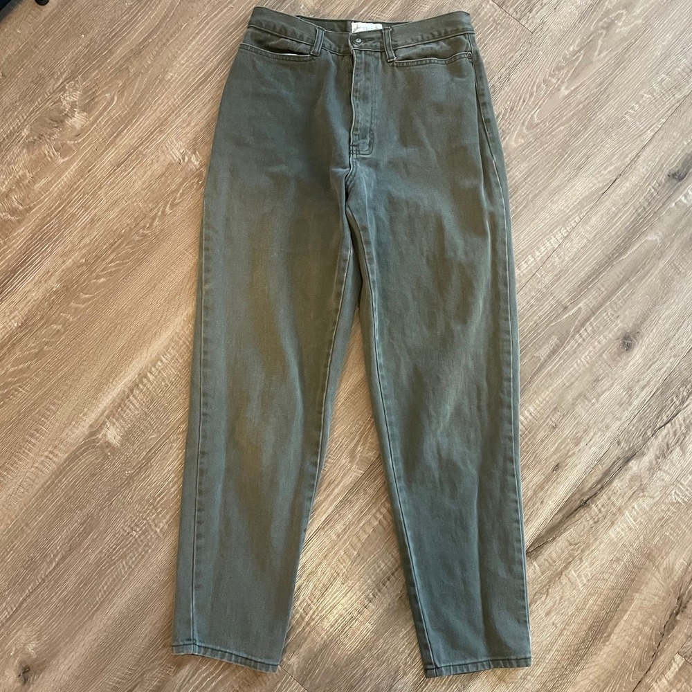 Christopher & Banks Women's Pants Size 10 Olive High Waisted Denim Straight Leg